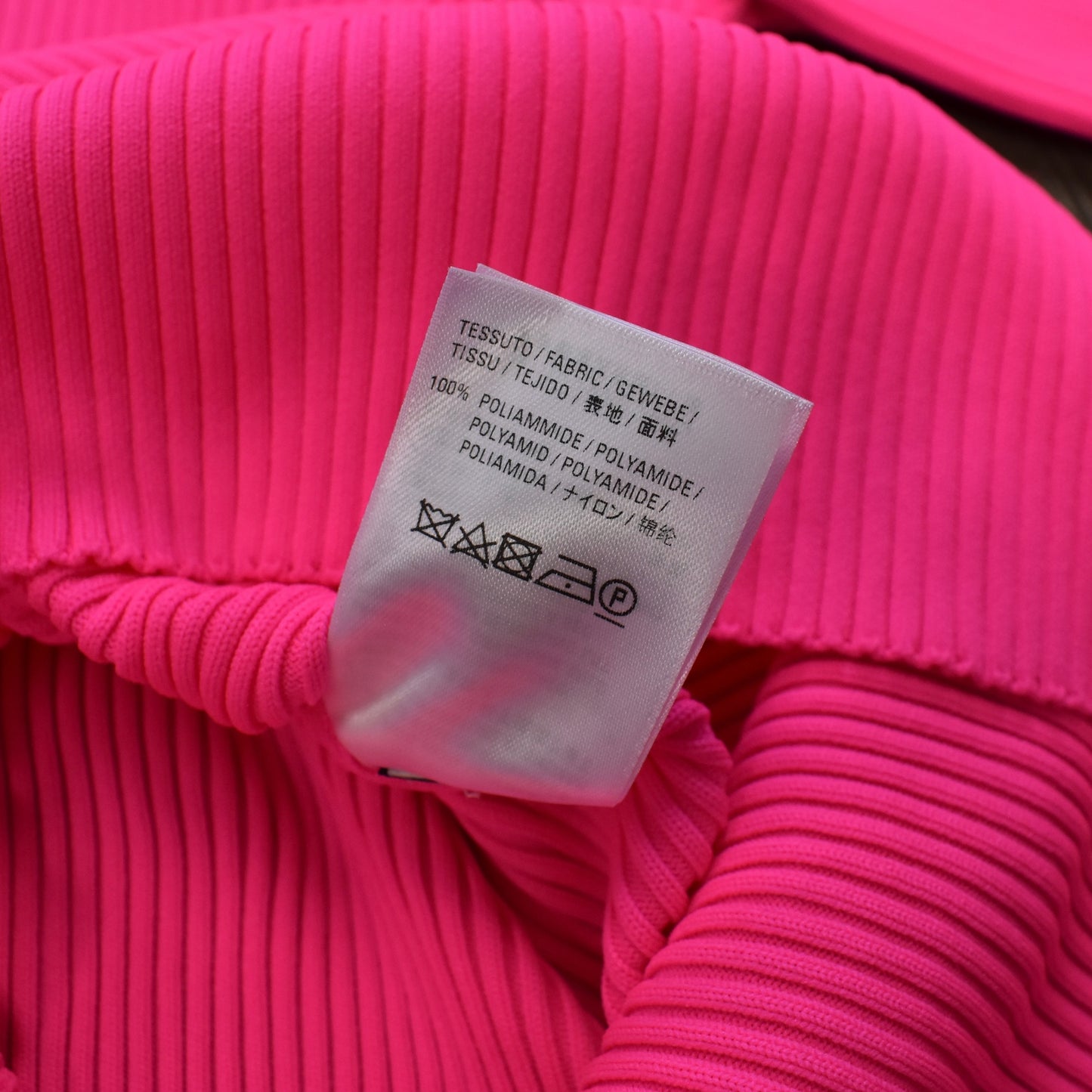 Balenciaga - Bright Pink Technic Rib Knit Logo Tag Sweater