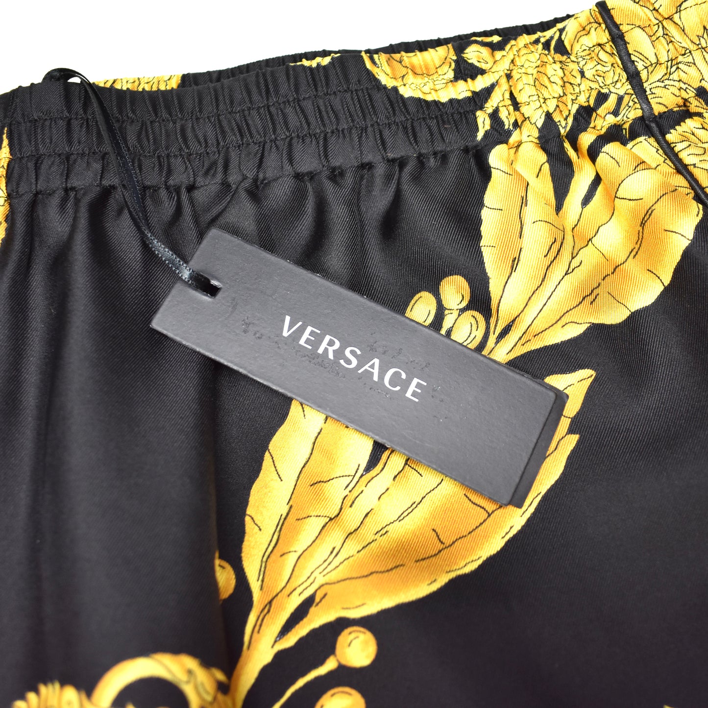 Versace - Black / Gold Barocco Print Silk Lounge Pants