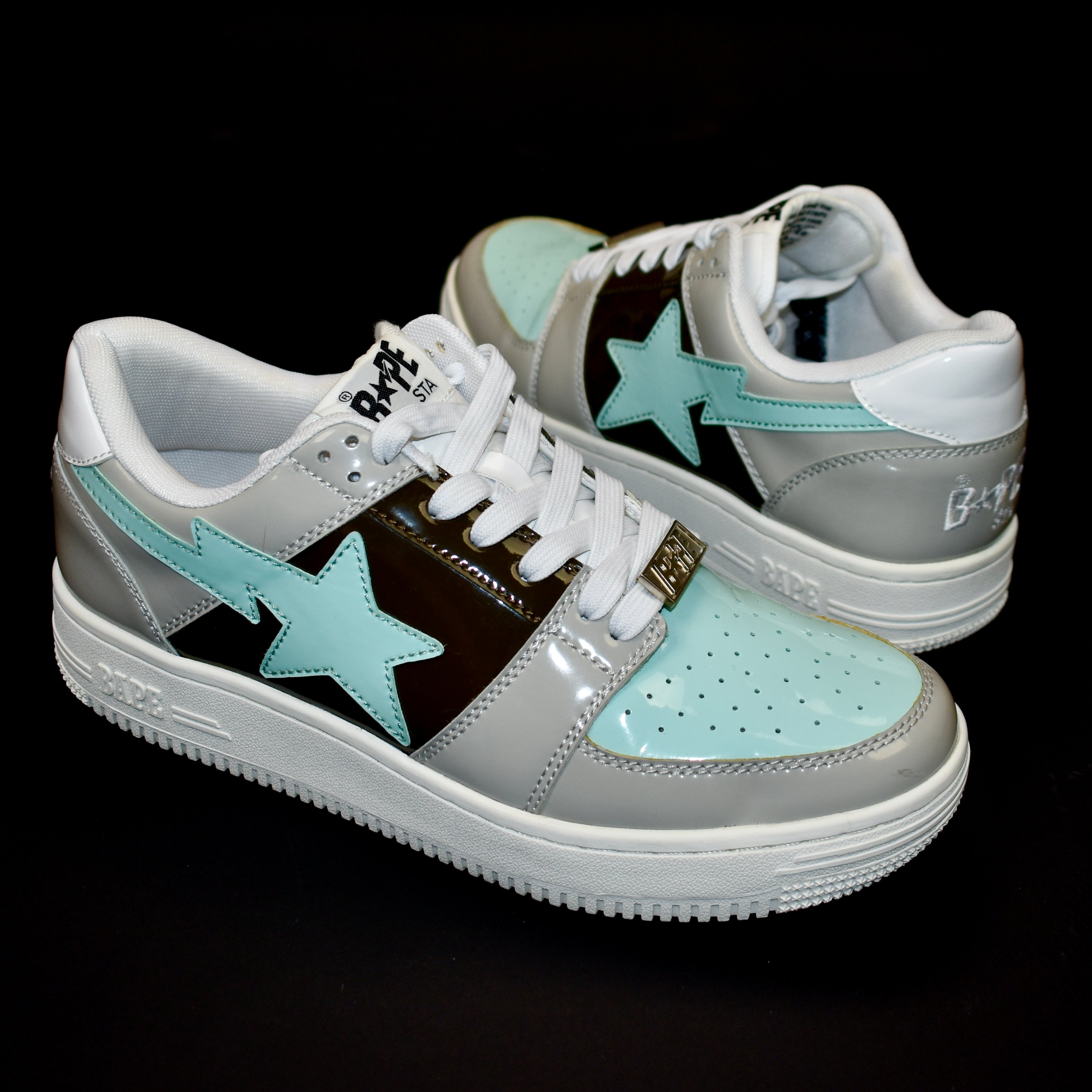 【新品未使用】BAPE STA ベイプスタ ティファニーカラー 28cm Bape - Bapesta Low Patent Leather 'Tiffany' (Blue/Gray/Brown