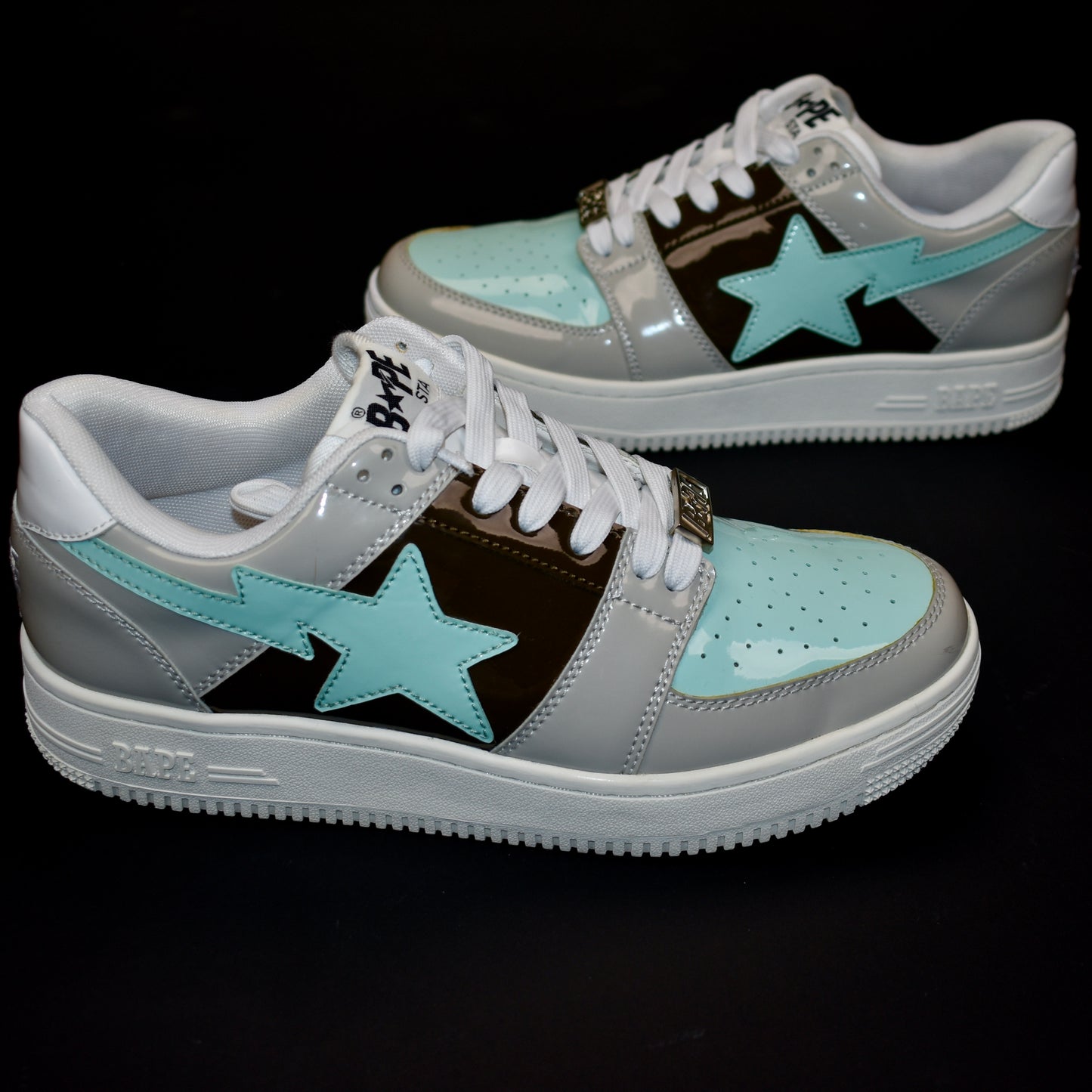 Bape - Bapesta Low Patent Leather 'Tiffany' (Blue/Gray/Brown)