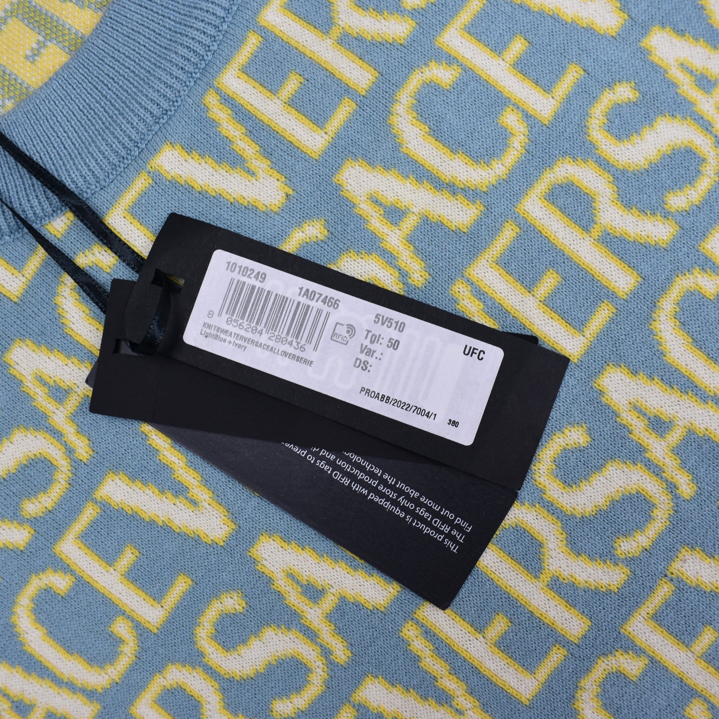 Versace - Light Blue Allover Logo Knit Sweater