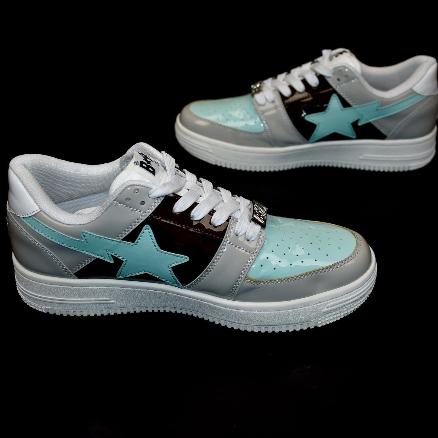 Bape - Bapesta Low Patent Leather 'Tiffany' (Blue/Gray/Brown)