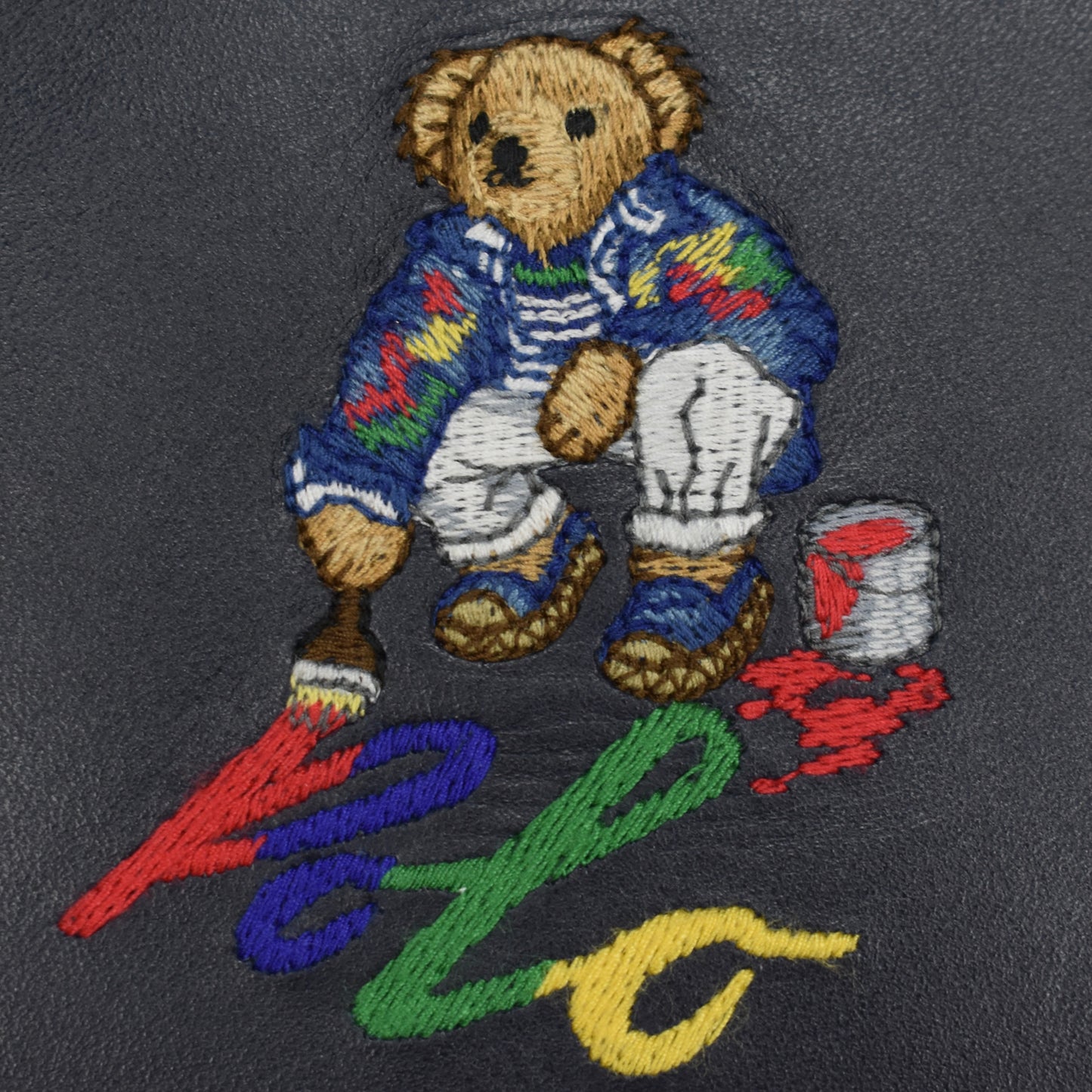 Polo Ralph Lauren - Navy Leather Bear Embroidered Card Holder