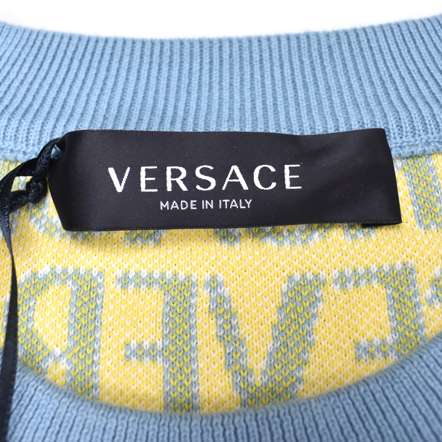 Versace - Light Blue Allover Logo Knit Sweater