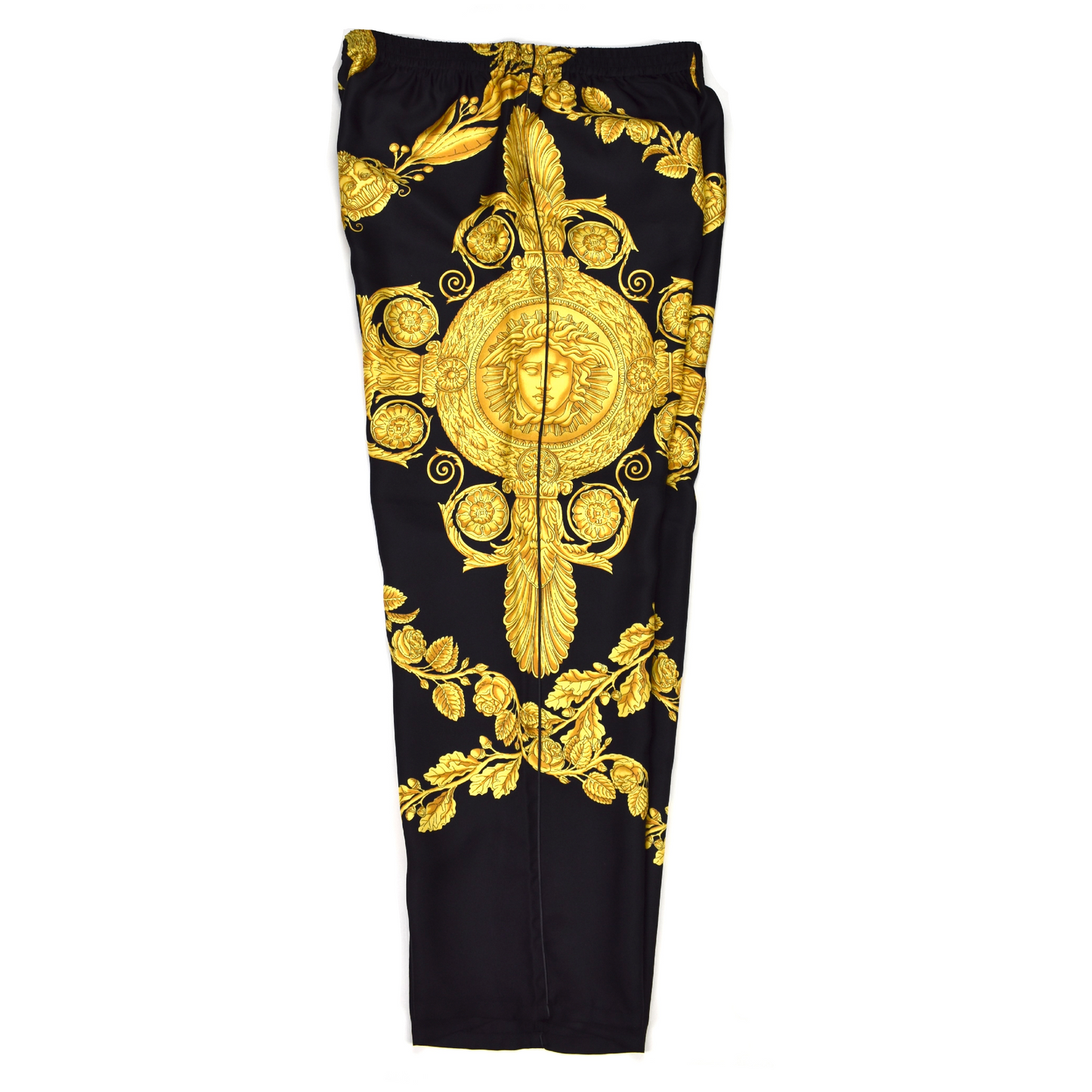 Versace - Black / Gold Barocco Print Silk Lounge Pants