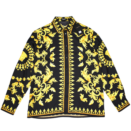 Versace - Black / Gold 100% Silk Baroque Print Shirt