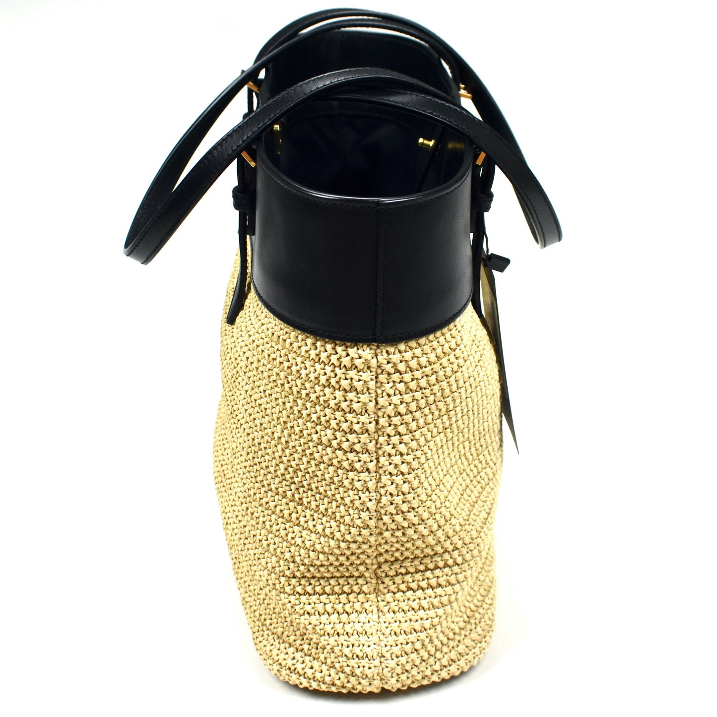 Saint Laurent - Mini Raffia Boucle / Black Leather Bag
