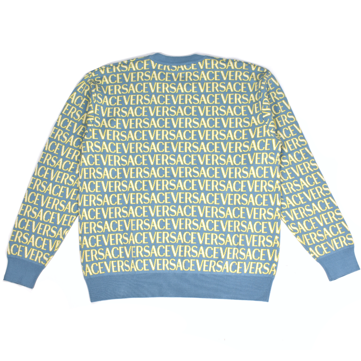 Versace - Light Blue Allover Logo Knit Sweater