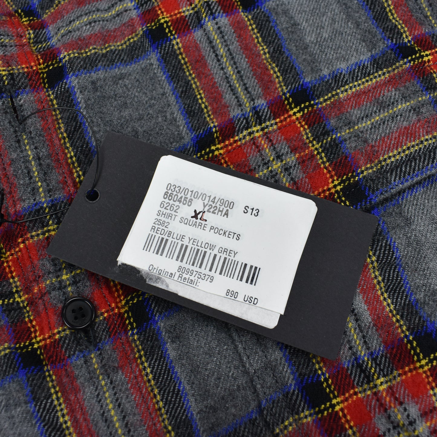 Saint Laurent - Gray/Red/Blue Plaid Wool Flannel Shirt