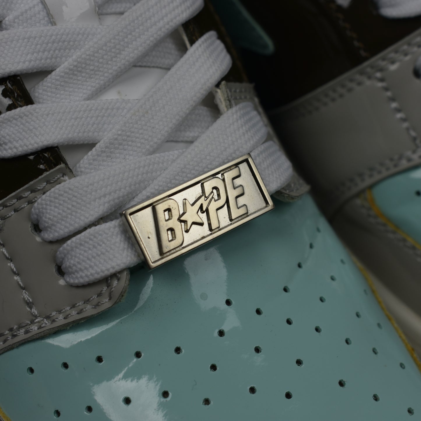 Bape - Bapesta Low Patent Leather 'Tiffany' (Blue/Gray/Brown)