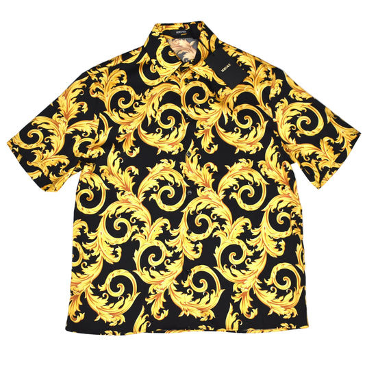 Versace - Black / Gold Baroque Leaf Twill Shirt