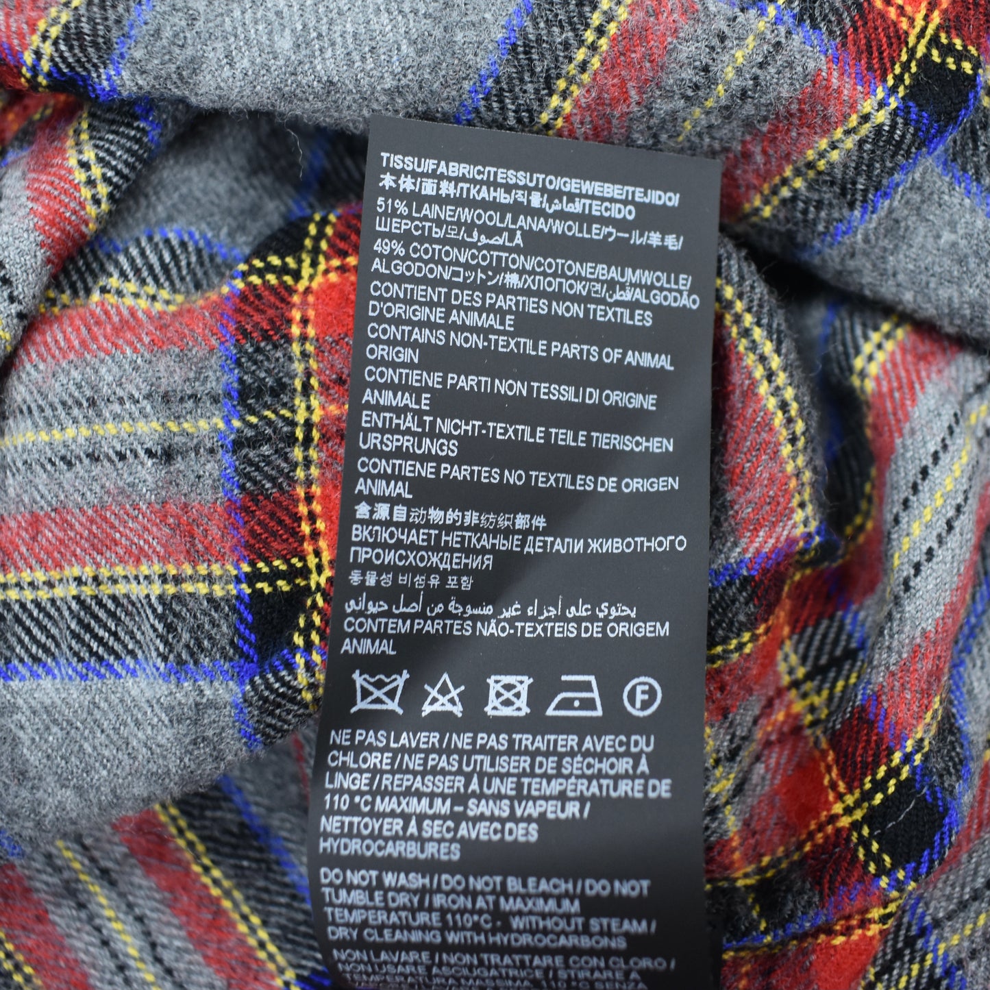 Saint Laurent - Gray/Red/Blue Plaid Wool Flannel Shirt