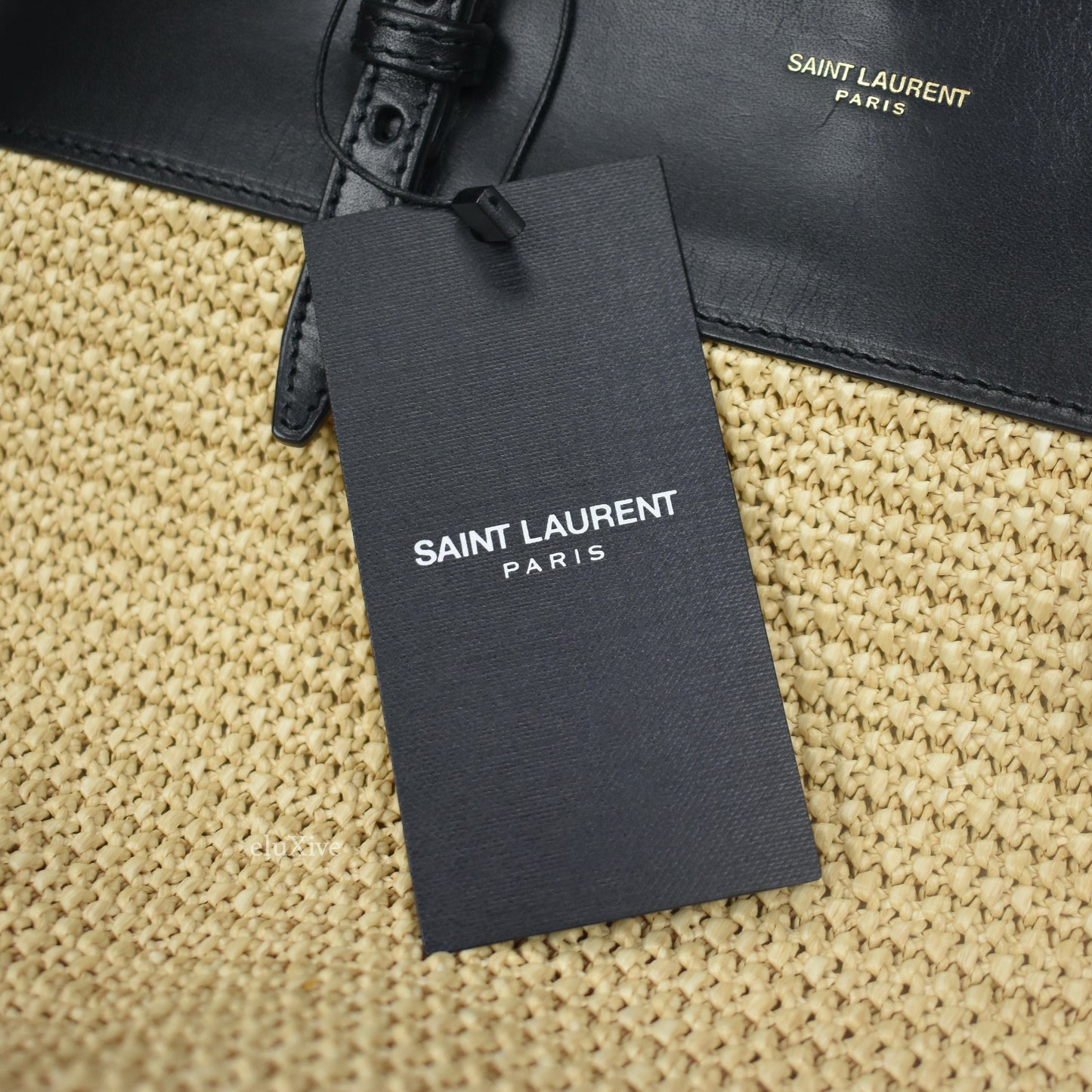Saint Laurent - Mini Raffia Boucle / Black Leather Bag