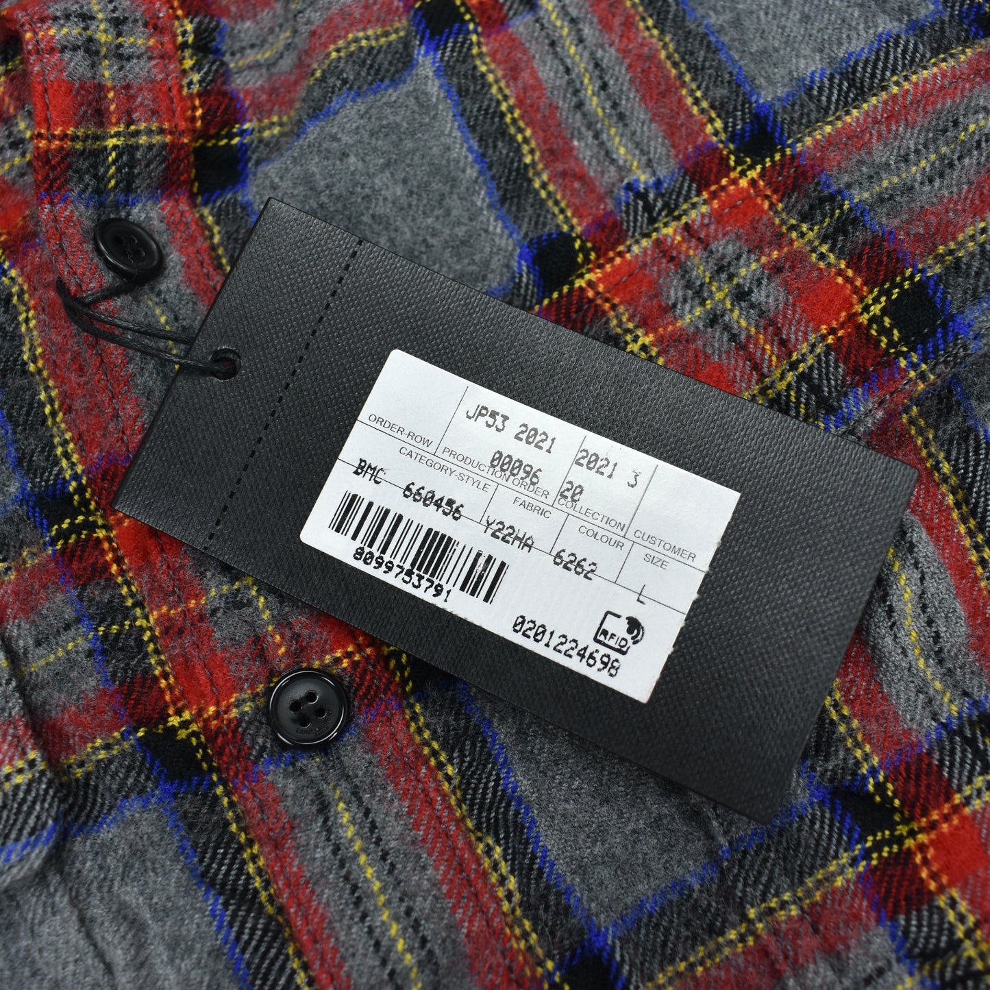 Saint Laurent - Gray/Red/Blue Plaid Wool Flannel Shirt