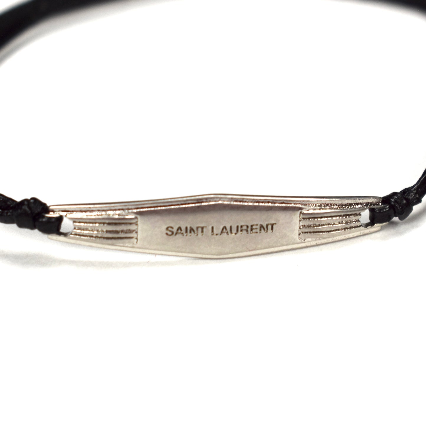 Saint Laurent - Silver Nameplate Leather ID Bracelet