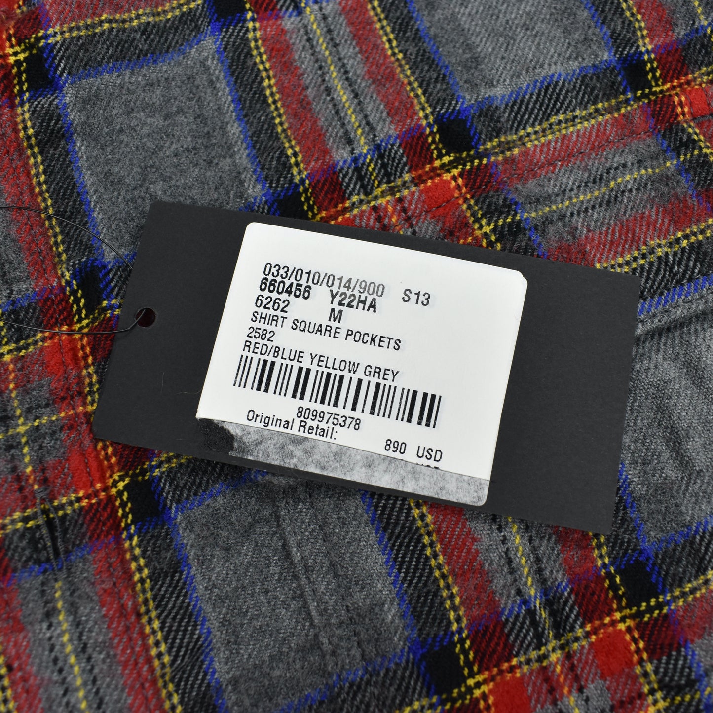 Saint Laurent - Gray/Red/Blue Plaid Wool Flannel Shirt