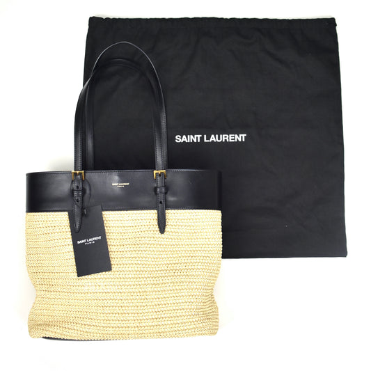 Saint Laurent - Mini Raffia Boucle / Black Leather Bag