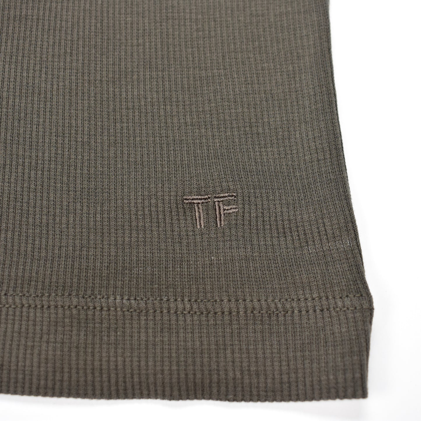 Tom Ford - Olive Rib Knit Henley Shirt