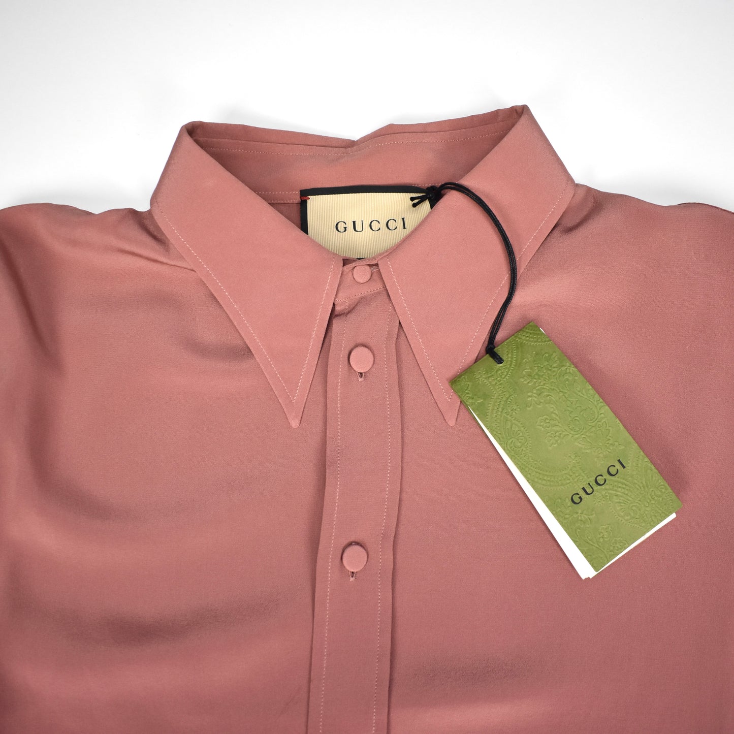 Gucci - 100% Silk Crepe Button Down Shirt (Salmon)