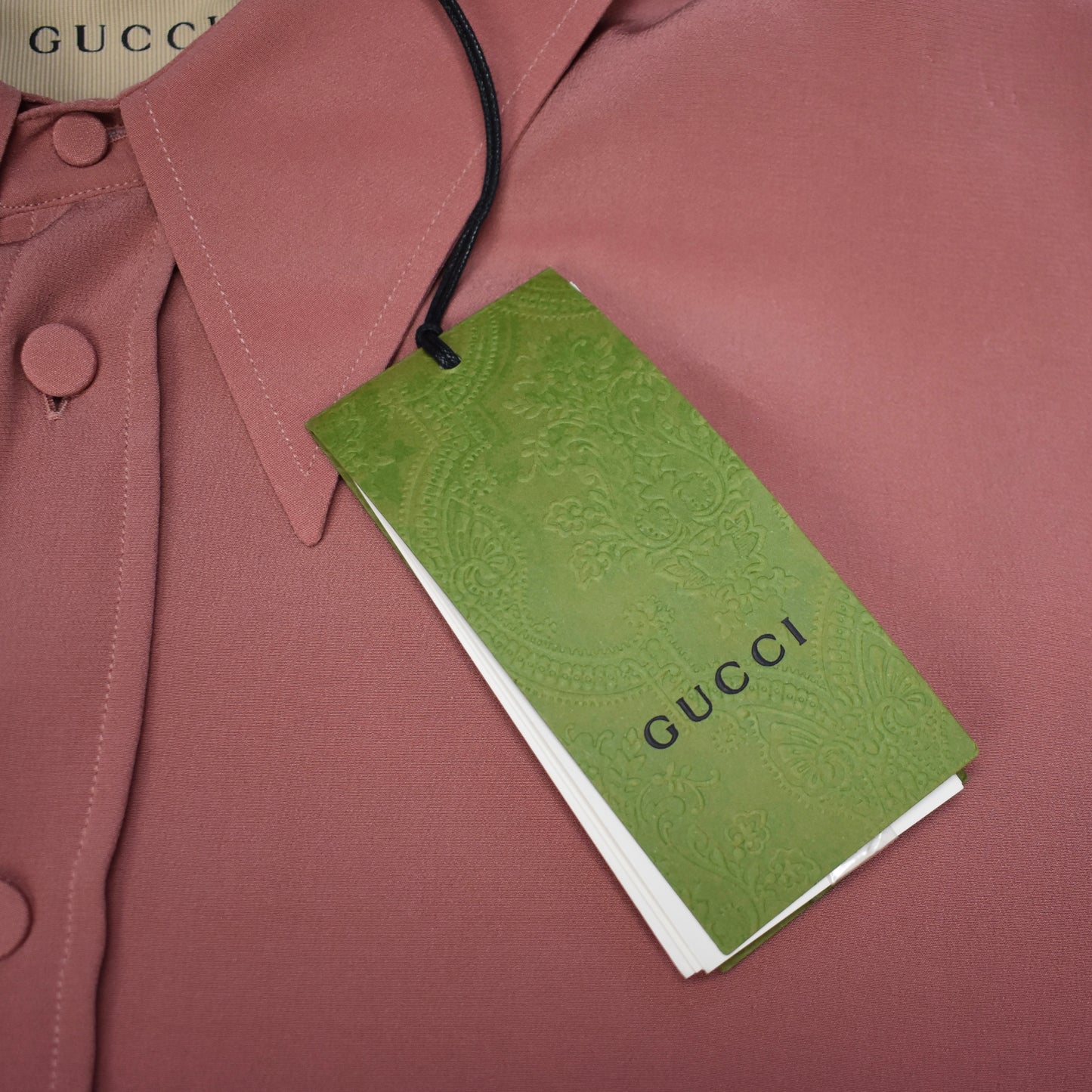 Gucci - 100% Silk Crepe Button Down Shirt (Salmon)