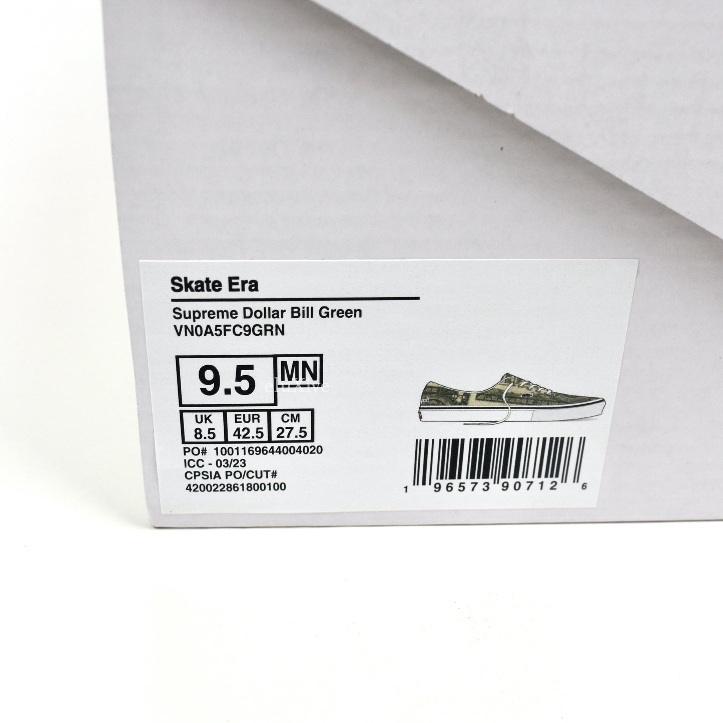 Supreme x Vans - Dollar Bill Print Skate Era Sneakers