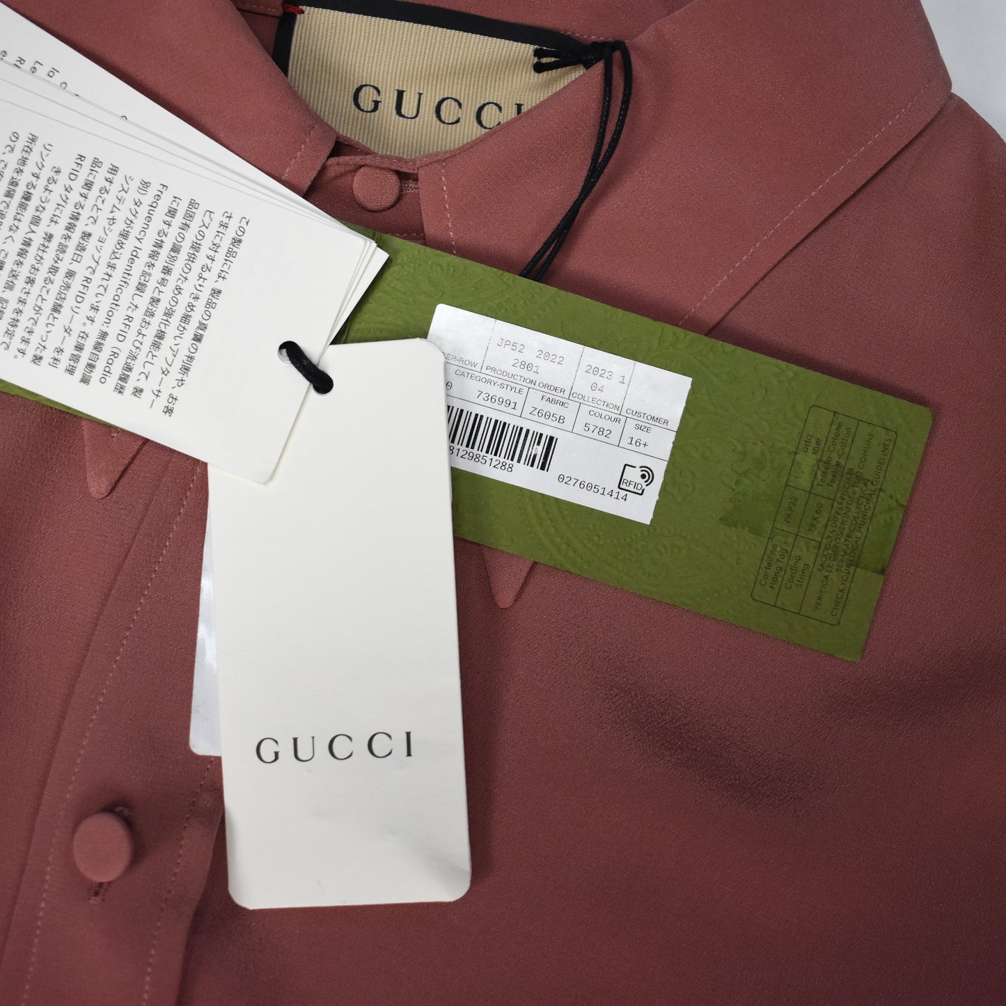 Gucci - 100% Silk Crepe Button Down Shirt (Salmon)