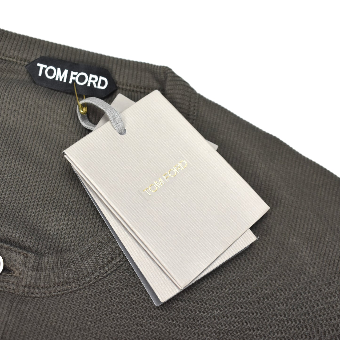 Tom Ford - Olive Rib Knit Henley Shirt