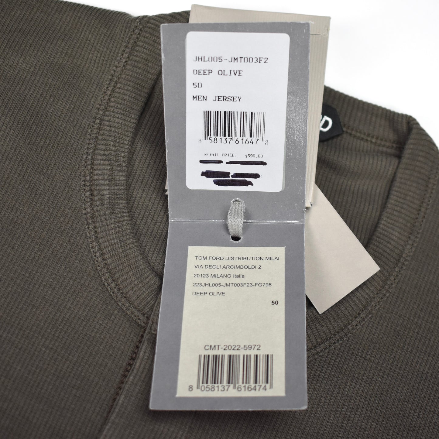 Tom Ford - Olive Rib Knit Henley Shirt