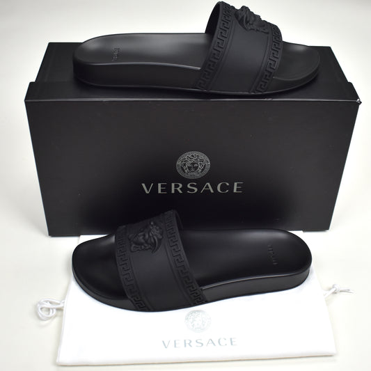 Versace - Black Palazzo Medusa Pool Slides