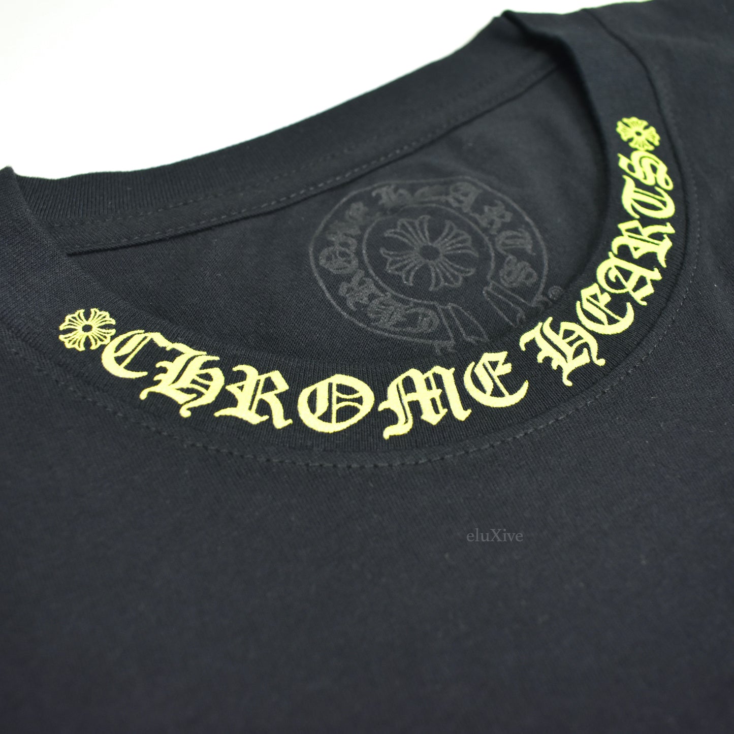 Chrome Hearts - Black Acid Yellow Logo Collar L/S T-Shirt