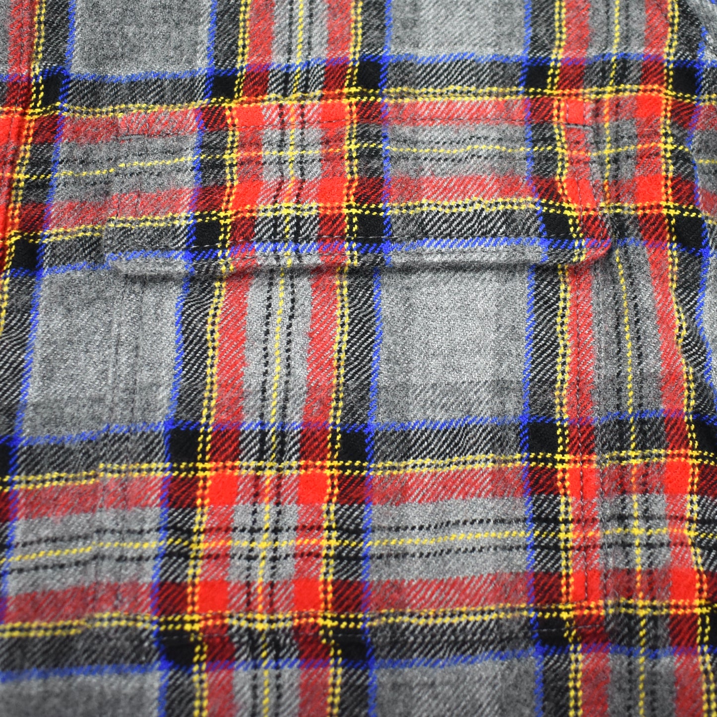 Saint Laurent - Gray/Red/Blue Plaid Wool Flannel Shirt