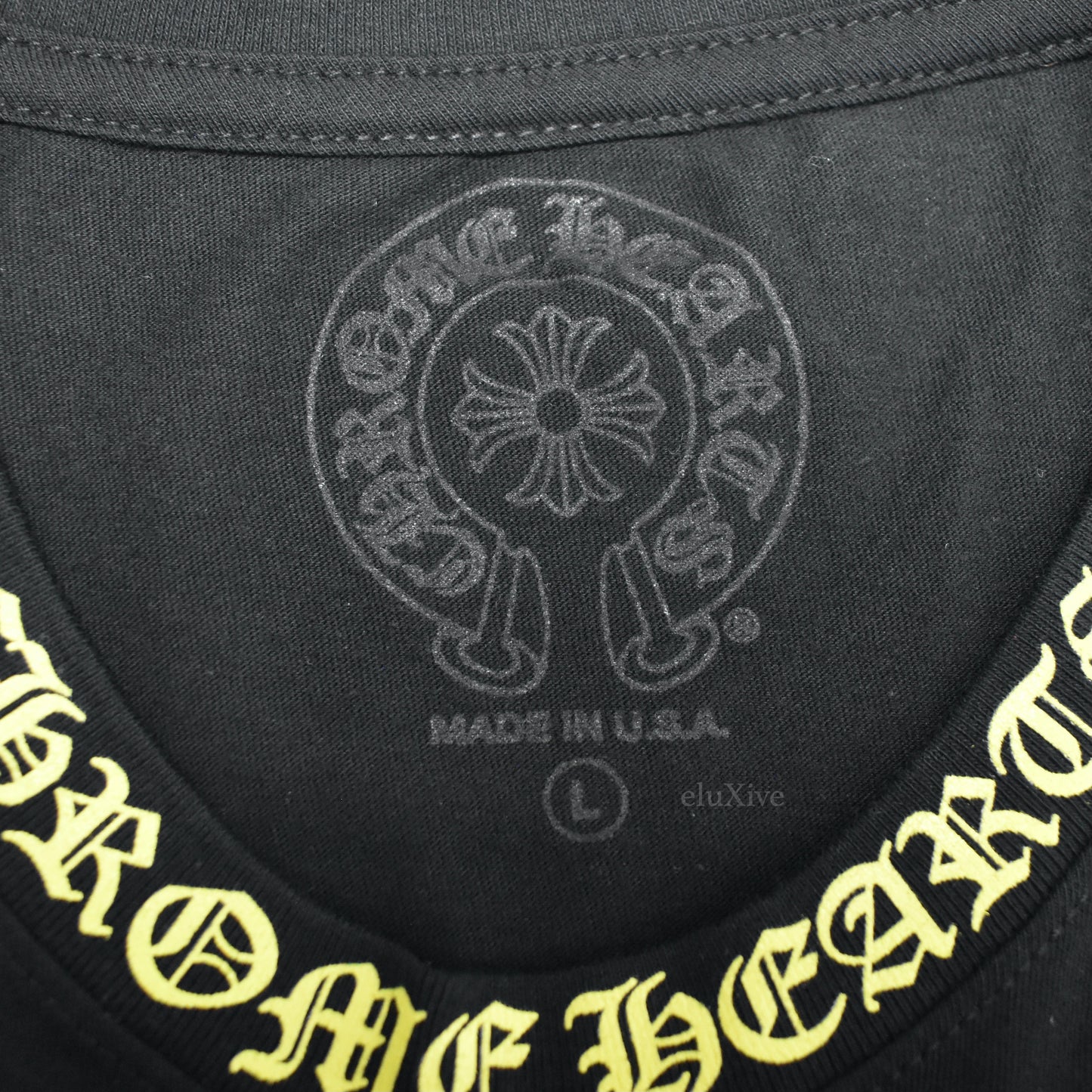 Chrome Hearts - Black Acid Yellow Logo Collar L/S T-Shirt