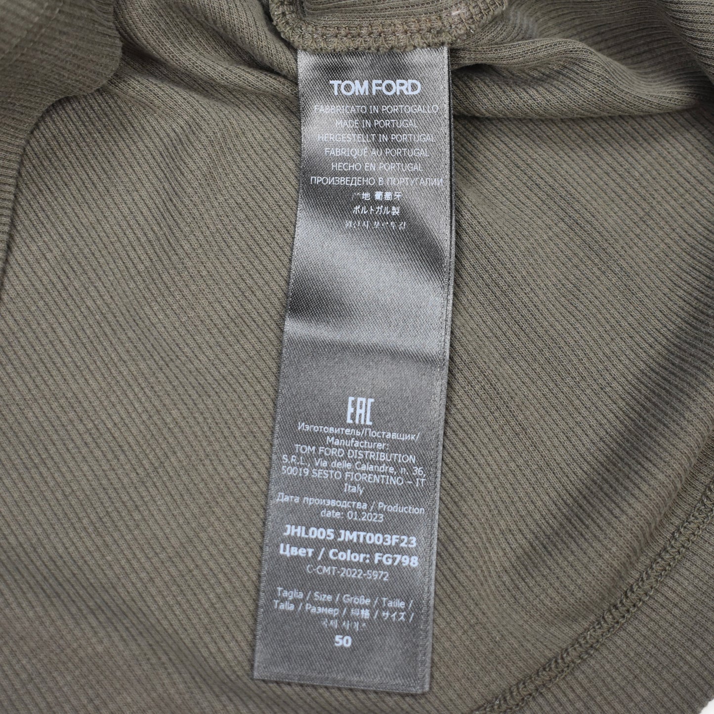 Tom Ford - Olive Rib Knit Henley Shirt