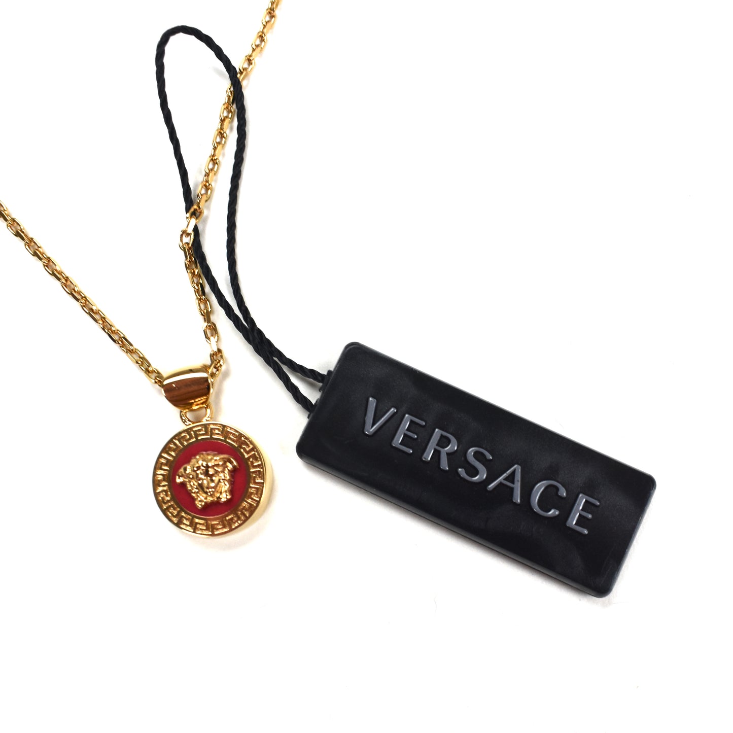 Versace - Gold / Red Enamel Medusa Pendant Chain