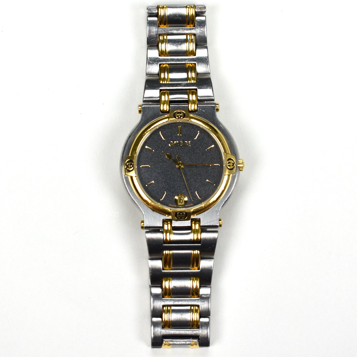 Gucci - 9000M Gold / Steel Graphite Dial Watch (Solid Links)