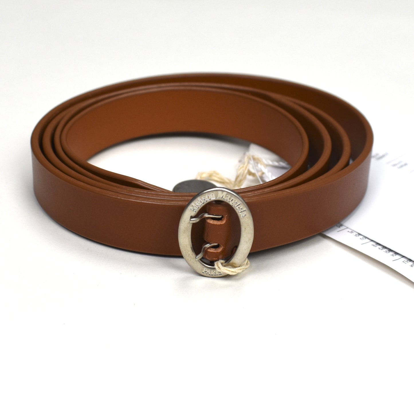 Maison Margiela - Thin Brown Leather Oval Buckle Belt