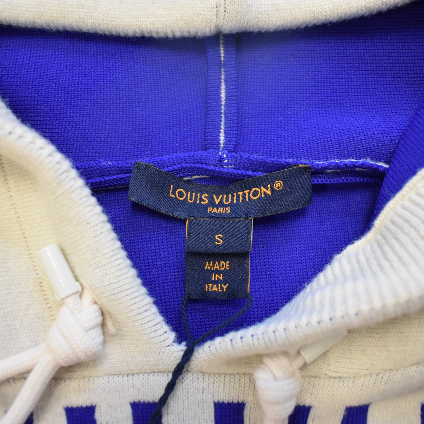 Louis Vuitton - Blue / White Chunky Stripes Logo Hoodie