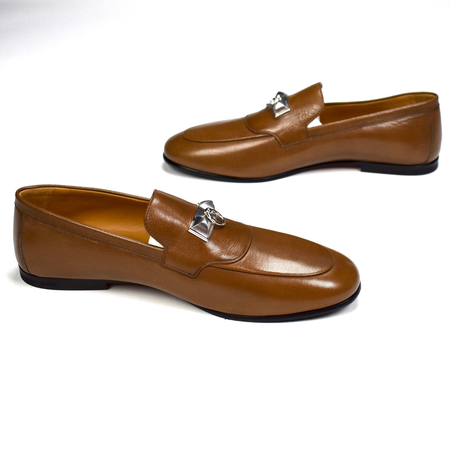 Hermes - Natural Safari Leather Blaise Loafers