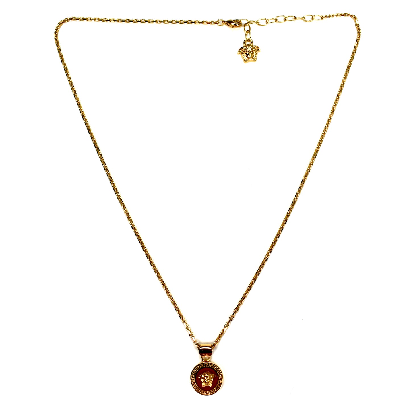 Versace - Gold / Red Enamel Medusa Pendant Chain