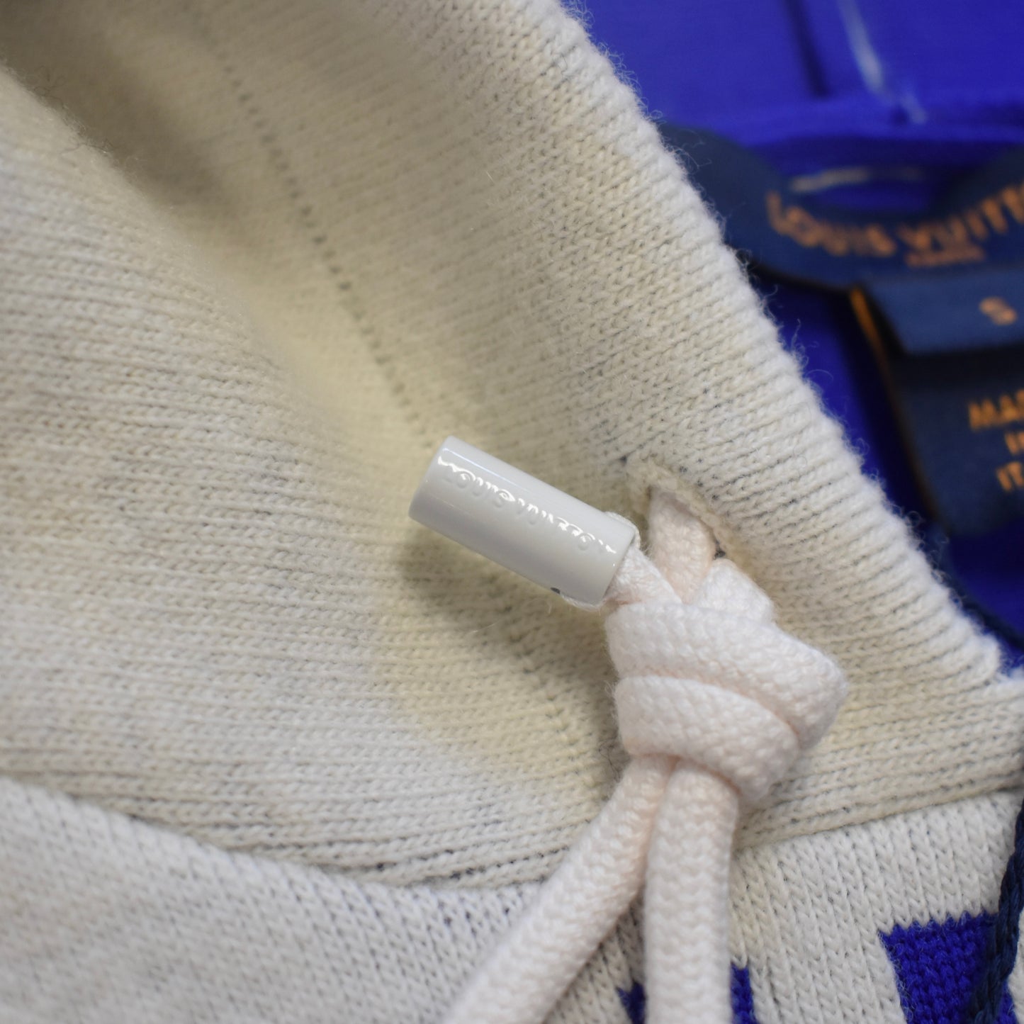 Louis Vuitton - Blue / White Chunky Stripes Logo Hoodie