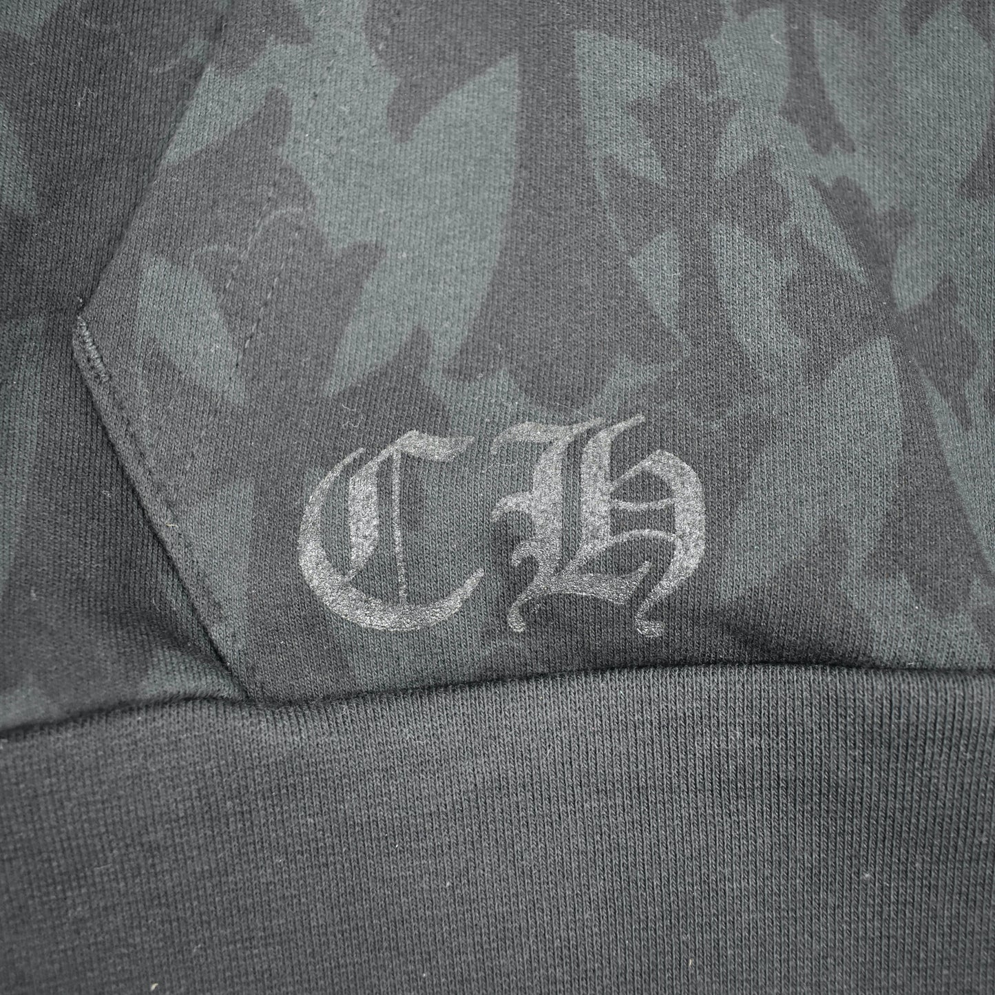 Chrome Hearts - Black Allover Cemetery Print Horseshoe Hoodie