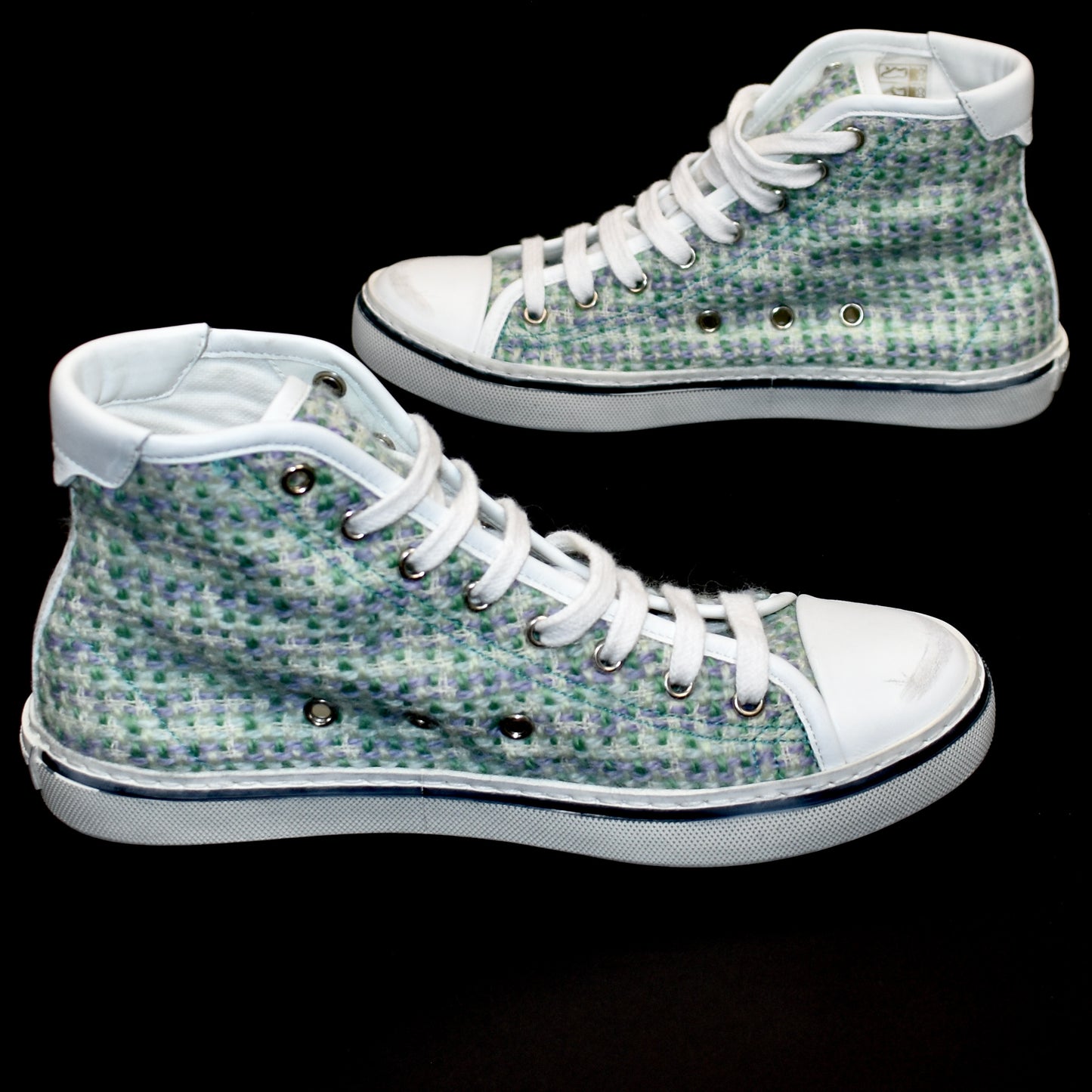 Saint Laurent - Blue Tweed Distressed Malibu Sneakers