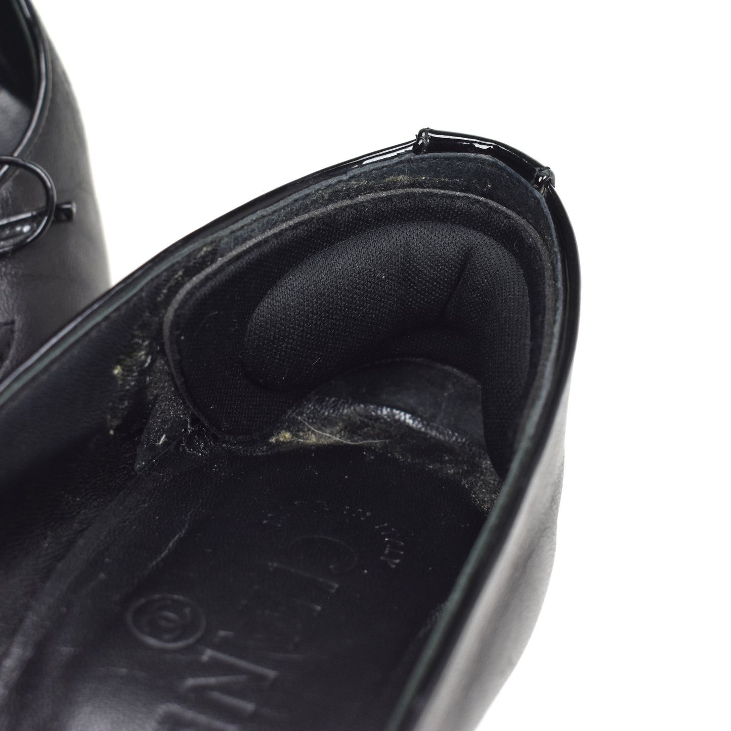 Chanel - Black Calf Leather CC Logo Cap Toe Heels