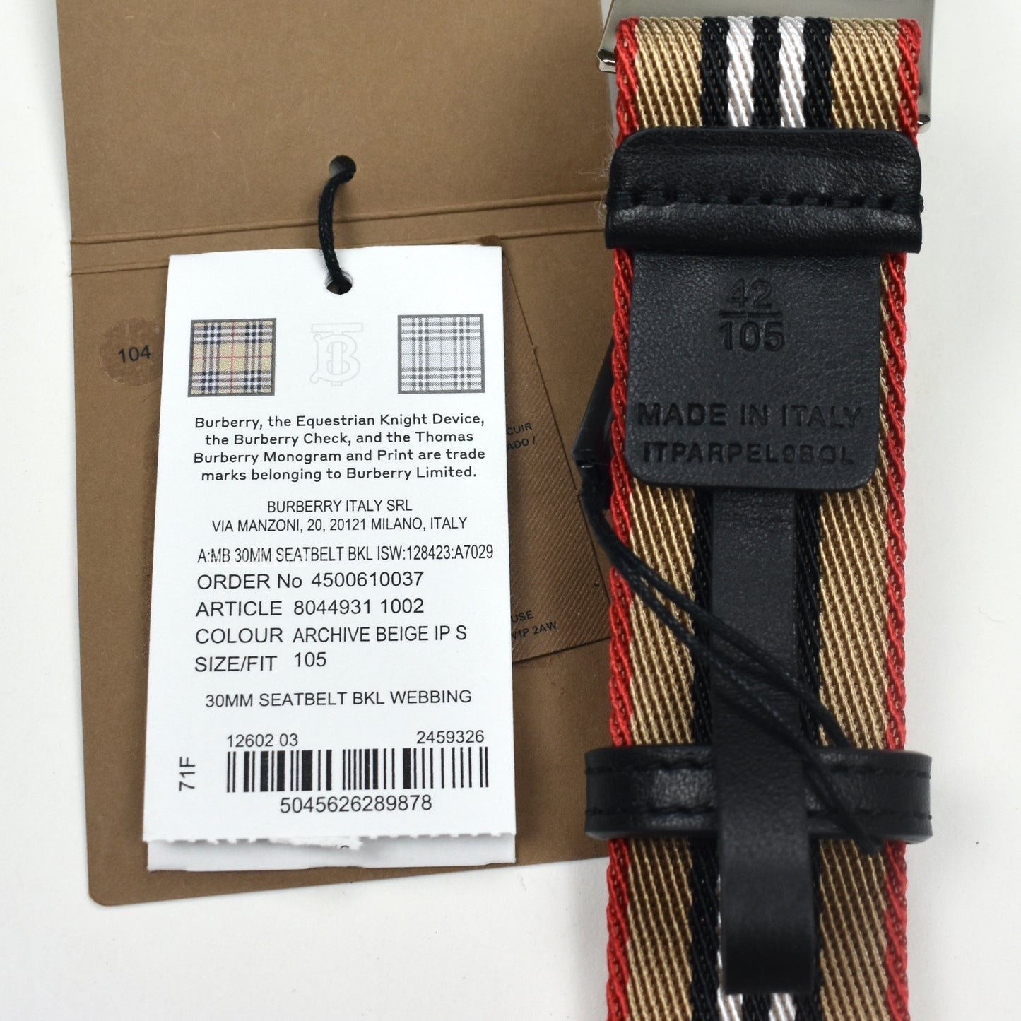 Burberry - Archive Stripe Logo Web Belt