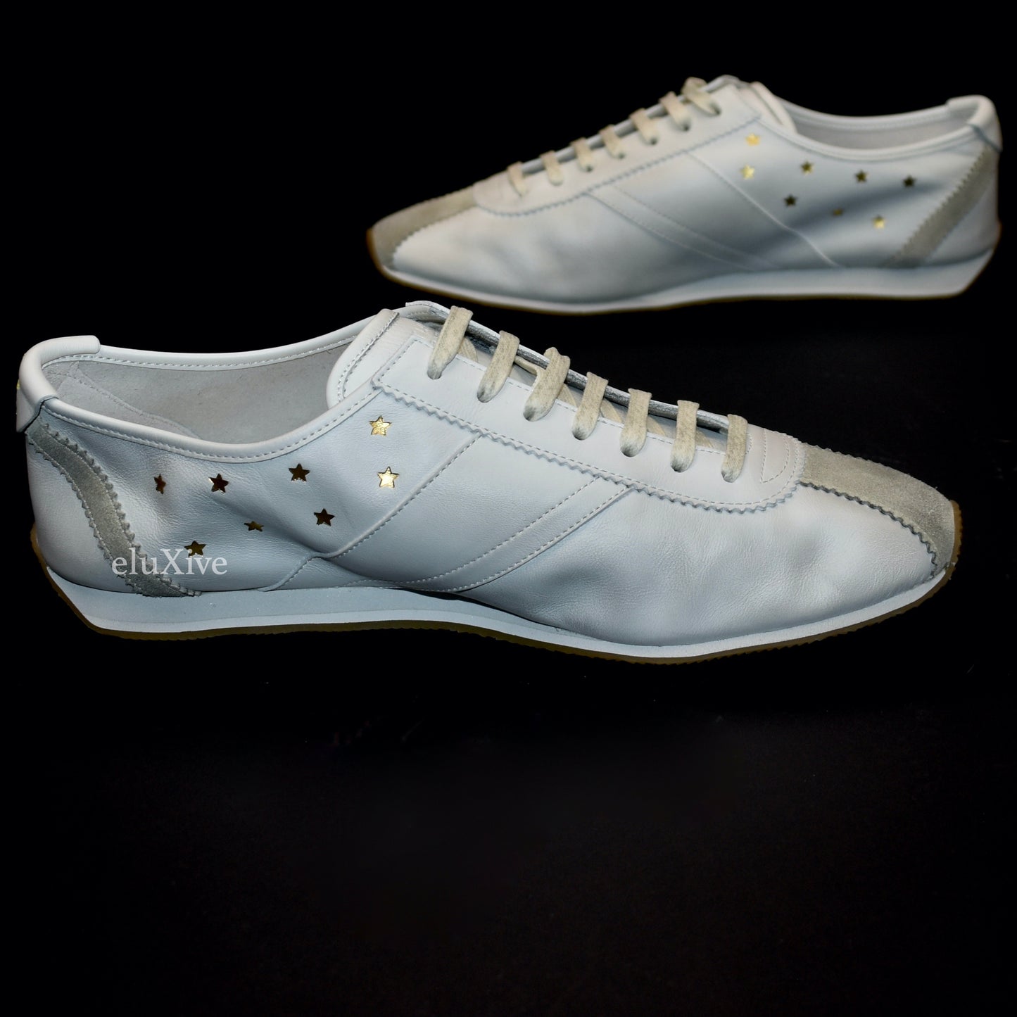 Saint Laurent - White Distressed Leather Jay Sneakers