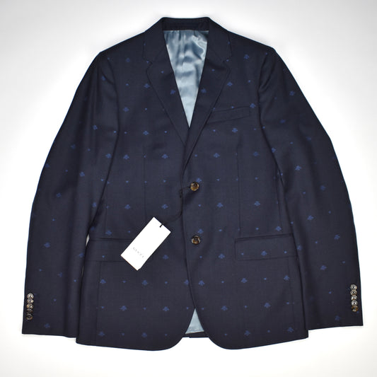 Gucci - Navy Wool Allover Bee Jacquard Monaco Suit
