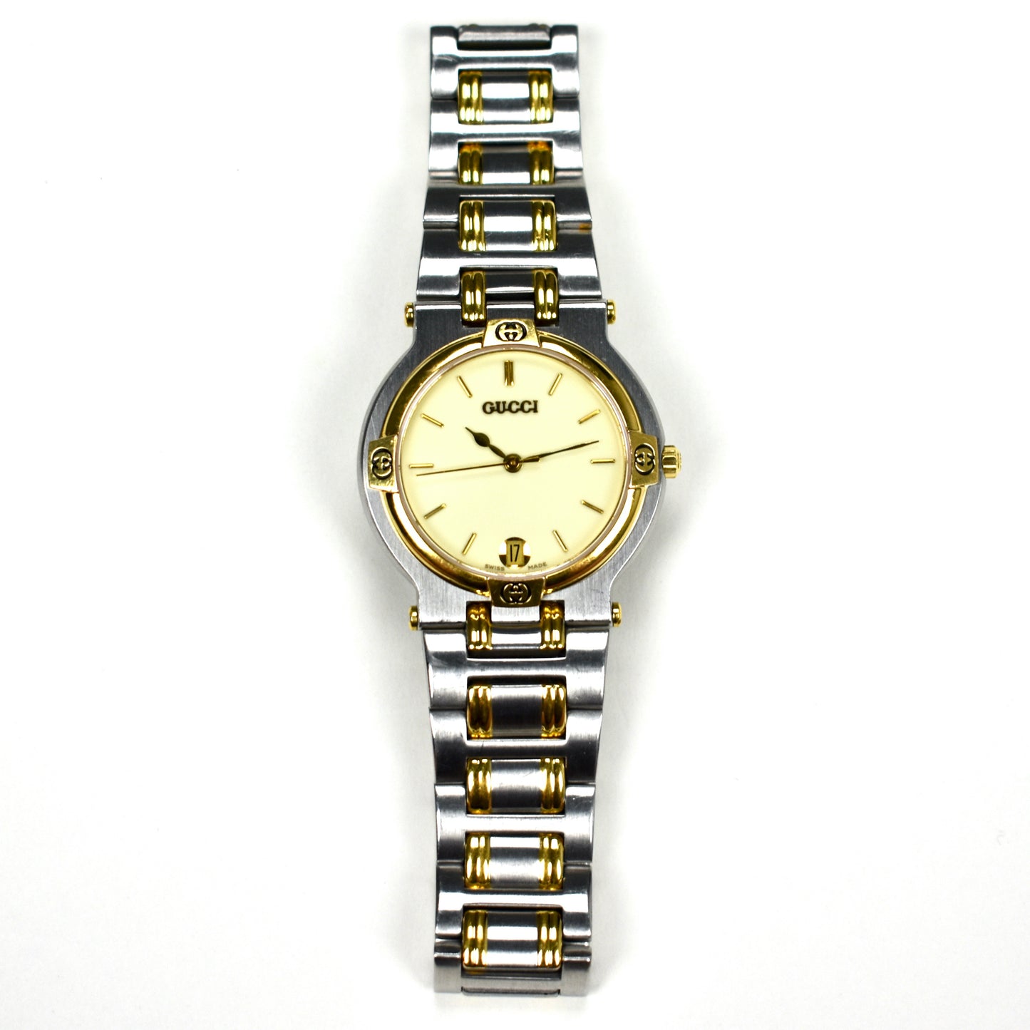 Gucci - 9000M Gold / Steel Cream Dial Watch (Solid Links)