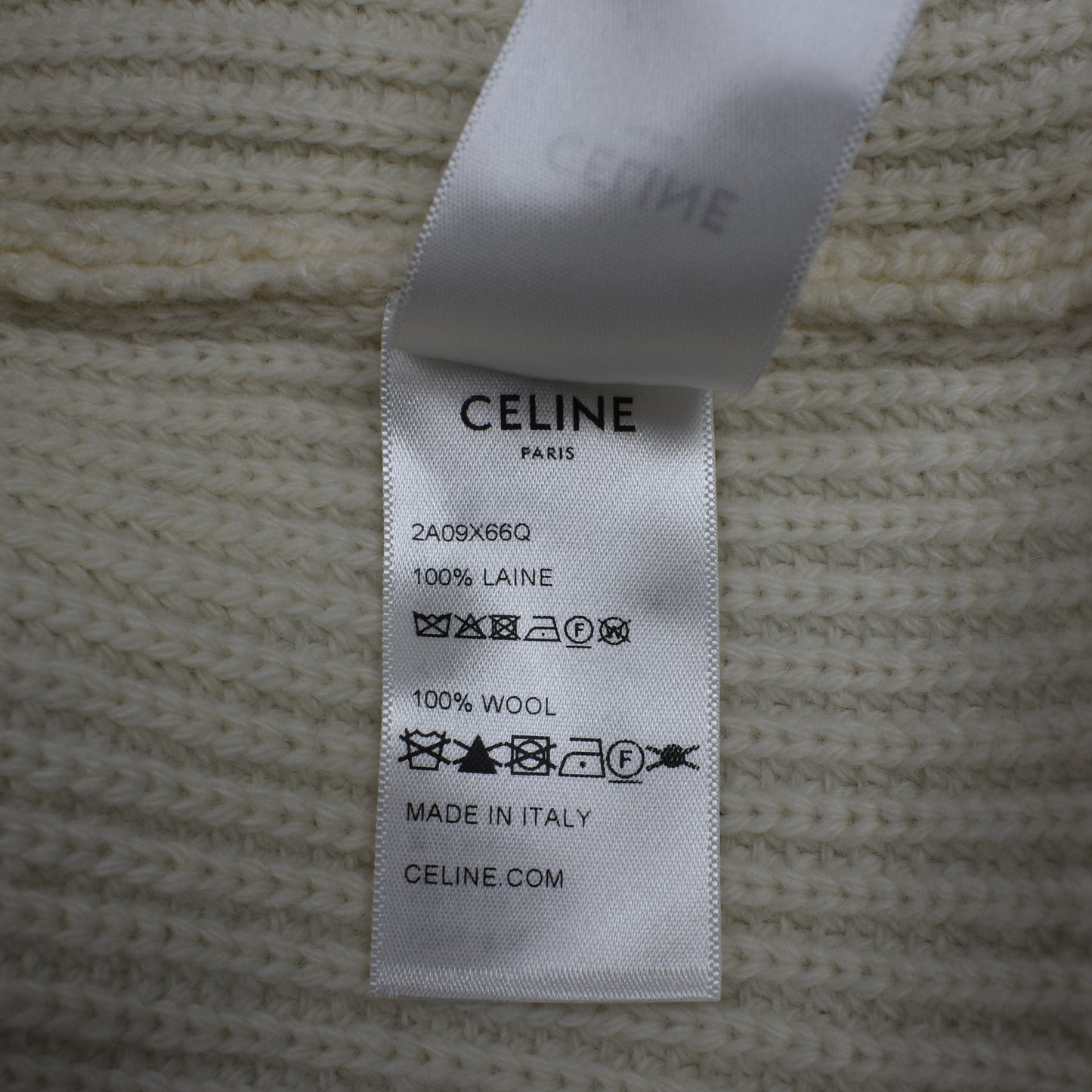 Celine - Cream Wool Sequin Logo Sweater