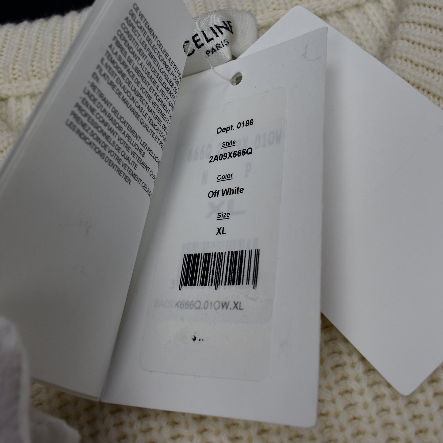 Celine - Cream Wool Sequin Logo Sweater