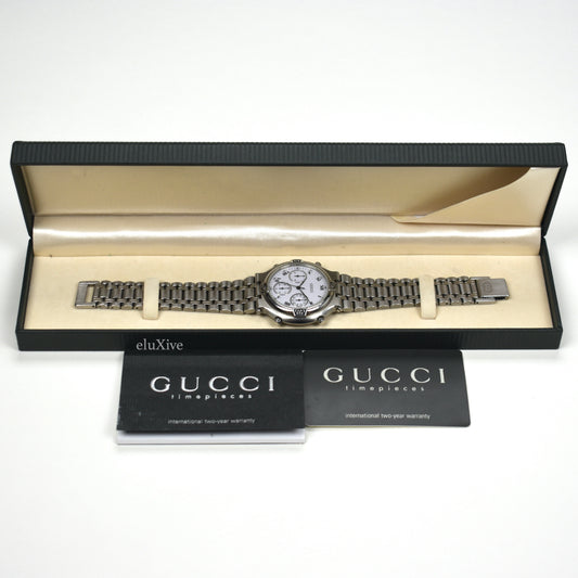 Gucci - 9300M Steel White Dial Chronograph Watch